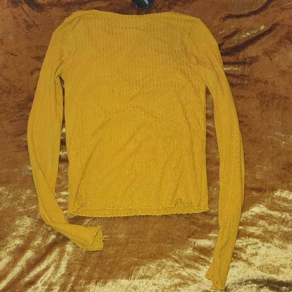 F21 Mustard Yellow Ribbed Scoop Neck Long sleeve💛 - Picture 9 of 9